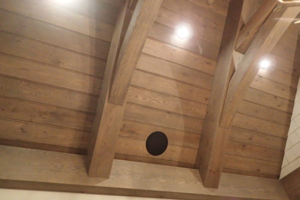 multi room speakers in wood paneling