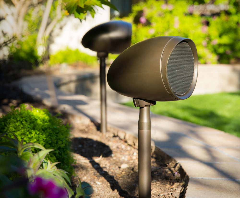 close-up of outdoor speaker, outside