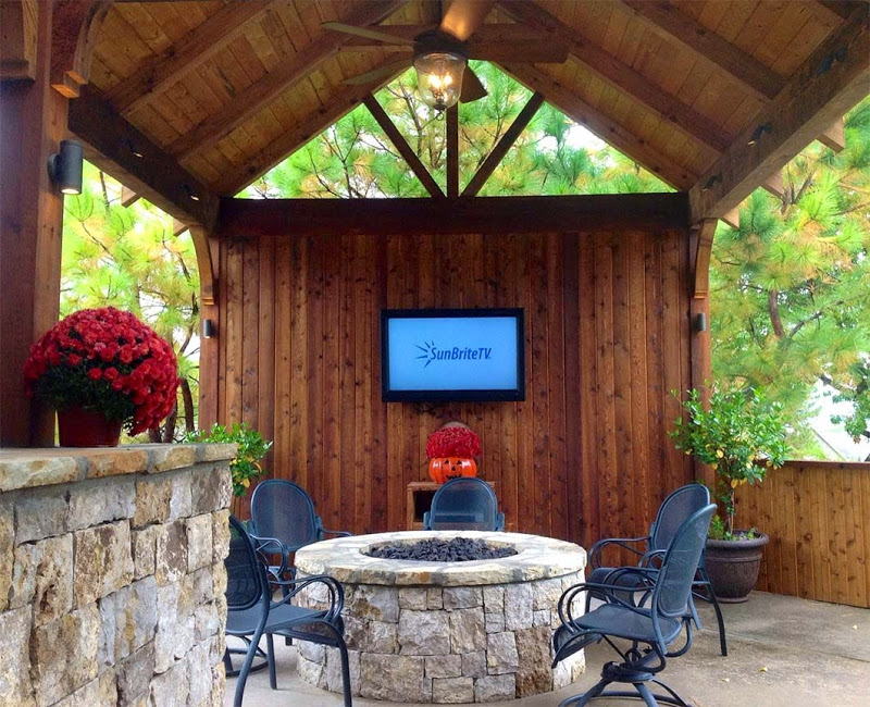 Outdoor Seating Area with an Outdoor TV. Everything You Need To Know About Outdoor TVs